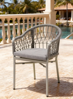 Fauteuil d'extérieur haut de gamme en aluminium, chaise de salle à manger nordique, chaise en corde verte imperméable