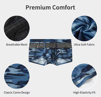 Sous-vêtements tricotés pour hommes, style camouflage, maille respirante, color-block, élastiques, effet push-up, pour le fitness