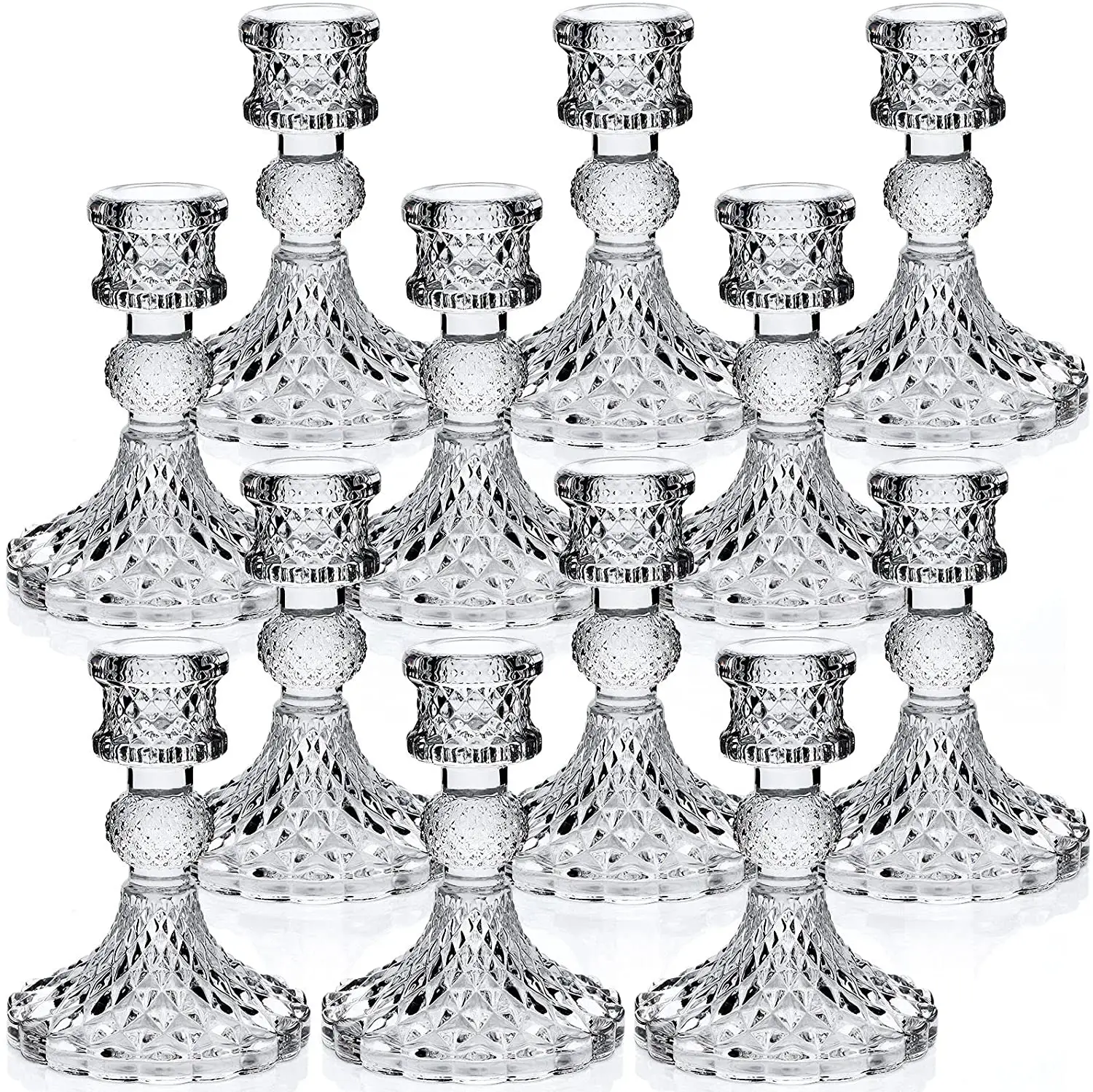 Wedding Table Decor Crystal Clear Glass Candlestick Holders Taper Candle Holders