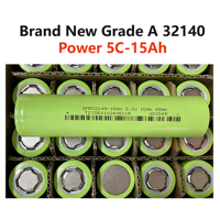 Batterie cylindrique rechargeable au lithium-ion LiFePO4 3,2 V 15 Ah 32140, batterie au lithium 32140, adaptée aux vélos électriques