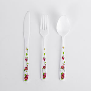 XUELI elegante personalizzabile colore fiore stampato forchetta cucchiaio monouso forniture <span class=keywords><strong>per</strong></span> feste Kit <span class=keywords><strong>per</strong></span> cene di famiglia e matrimoni - Product Image 3