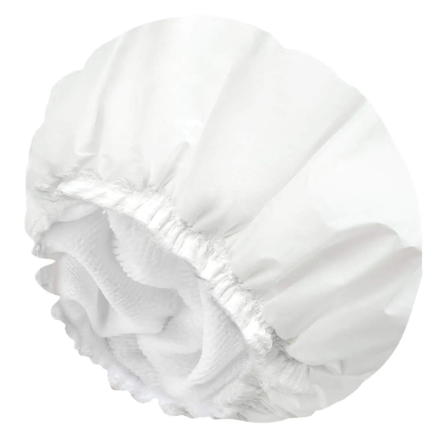 قبعات الاستحمام المرنة القابلة لإعادة الاستخدام من قماش تيري مزودة بأغطية EVA للخارج، قبعات استحمام للنساء بطبقتين مضادة للماء
