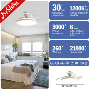 1stshine Ventilador de Techo Montado al ras 42 Pulgadas Cuchillas Ocultas Control Remoto Moderno Decorativo LED Ventilador de Techo Luz - Product Image 3