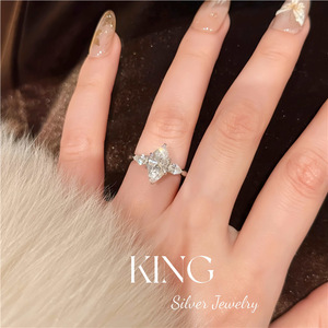 แหวนเพชรรูปดาว King Silver Jewelry เงินแท้ S925 ชุบทอง สำหรับผู้หญิง - Product Image 5