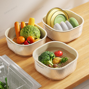 Panier égouttoir de cuisine multifonctionnel simple pour laver les légumes et les fruits et égoutter la vaisselle avec un design de drainage - Product Image 1