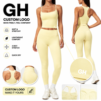 Ensemble de leggings et débardeur pour femme avec logo personnalisé GH, tenue de yoga taille haute, ensemble de vêtements de sport pour l'entraînement, 2 pièces