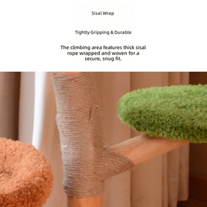 <span class=keywords><strong>Arbre</strong></span> à chat moderne tout-en-un en bois massif et sisal, personnalisable, pour chats de grande taille, avec griffoir en bois naturel et fruits, vente en gros - Product Image 6