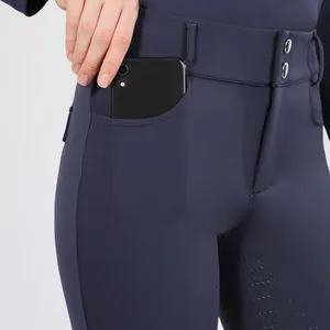 Compression Fabric Horse Riding Breeches With Silicone Grip Wholesale Button Equestrian Leggings Jodhpurs