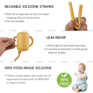 Tazza per Bambini con Cannuccia Senza BPA, Produzione ODM OEM, Tazza in Silicone per Bere, Stoviglie per Neonati, Tazza per l'Alimentazione, Pronta per la Spedizione, Disponibile - Product Image 4