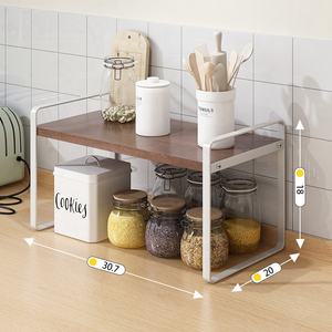 White Spice Rack Organizer 2-Tier Countertop <strong>Organiser</strong> Shelf <strong>Kitchen</strong> <strong>Draw</strong> Stand Cabinet Free-Standing Wooden Spice Rack - Product Image 3