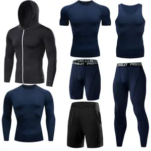 Long Sleeve Fitness Clothing Quick Dry Training Gym Wear Compression Shirts Set