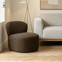 Fauteuil d'appoint moderne en tissu Teddy moelleux avec dossier incurvé pour salon
