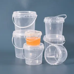 Lots 300ML/500ML/1L/2L/3L/5L/6L/8L/10L Empty Plastic Bucket With Lid Clear PP Container For Liquid Cream Food Storage Container