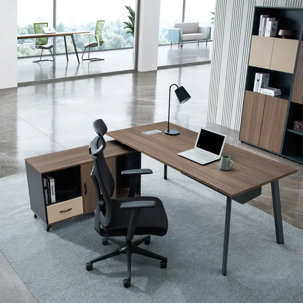 Venda quente 1.8 m mesa de escritório de luxo escritório moderno tabelas de escritório com armário