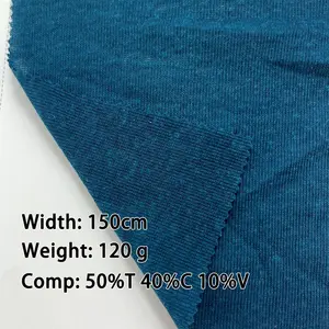 120g Ribbed 1 * 1 Knitted Fabric 50 Polyester 40 Cotton 10 Viscose Blend Spring/summer Base Shirt T-shirt Dress Fabric
