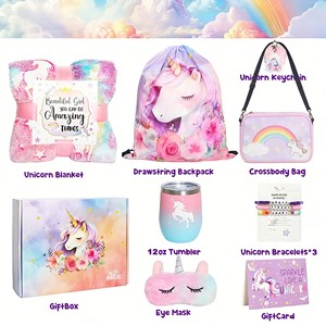 Lindo Set de Regalo de Cumpleaños para Niñas con Diseño de Unicornio, Incluye Manta, Botella de Agua y Bolsa, a la Moda - Product Image 5