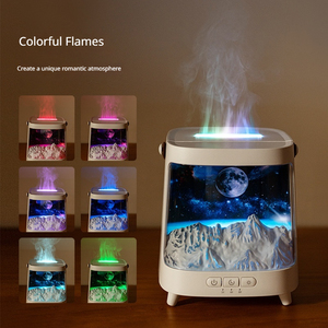 Diffuseur d'arômes ultrasonique Simulation Planète Galaxie avec flamme LED colorée, humidificateur USB portable en plastique pour maison, camping-car et extérieur - Product Image 4