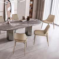 Chaise de salle à manger en acier inoxydable, style italien, luxe léger, design haut de gamme, moderne, sans accoudoirs, non rotative, pour la maison