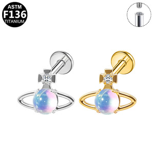 Boucles d'oreilles en titane, design étoile, planète, croix, en alliage de titane ASTM F136, bijoux de piercing pour l'oreille, cadeau - Product Image 5