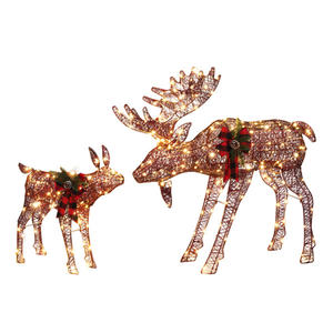 Guirlande lumineuse en cuir DB Moose Family de 1,2 m avec 200 LED, décoration de jardin de Noël, forme de cerf traditionnelle, personnalisable - Product Image 1