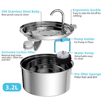 Fontaine à eau pour chat Elecpet en acier inoxydable 3,2 L/108 oz Distributeur automatique Grande capacité Conception antidérapante