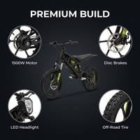 Motocicleta Eléctrica de 1500W para Niños, 48V, 35km de Autonomía, 5 Velocidades, Frenos de Disco Delanteros y Traseros, Carga Rápida, Motor en el Eje