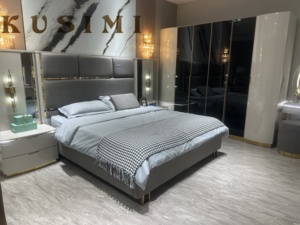 Set Camera da Letto Moderno di Lusso Imbottito con Letto Contenitore Matrimoniale o <span class=keywords><strong>Queen</strong></span> <span class=keywords><strong>Size</strong></span> - Vendita Diretta dalla Fabbrica - Product Image 3