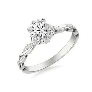 14K solid Gold Twisted <b>Infinity</b> Shank Pave Side oval Cut Lab Grown Diamond Engagement Ring Jewelry IGI certificate for women - Product Image 4