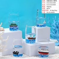 Objet décoratif Cœur d'amour imprimé à l'huile Série Océan - Bateau flottant dans du sable liquide sur table - Cadeau créatif en acrylique