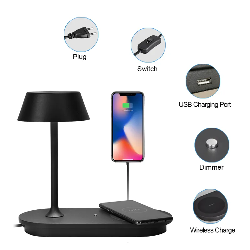 Modern Home Decoration Task Lamp, Wireless Charger Table Lamp Desk Light for Home Office Bedroom Kitchen Nightstand Reading