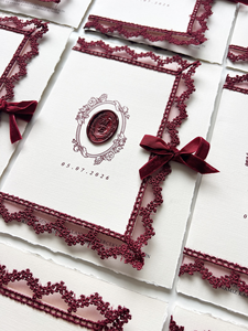 Invitations <span class=keywords><strong>de</strong></span> <span class=keywords><strong>mariage</strong></span> en relief floral blanc ivoire, avec bordure en dentelle vintage, ruban et nœud, monogramme personnalisé, sceau <span class=keywords><strong>de</strong></span> cire, cartes <span class=keywords><strong>de</strong></span> vœux pour lui et pour elle - Product Image 4