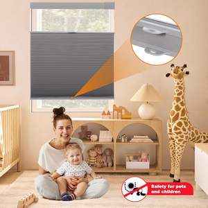 ستائر خلوية معتمة من الألومنيوم من بيرسيلوكس، ستائر على شكل خلية النحل بدون حبال، سهلة التركيب من الأعلى/الأسفل بدون أدوات أو حفر، لون رمادي - Product Image 6