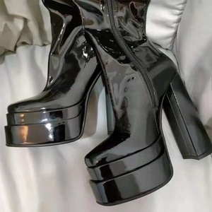 Fashion Winter <b>Boots</b> Women's Comfortable Black Over Knee <b>Boots</b> PU Patent Leather High Heel Zip Platform Shoes Size 43 - Product Image 6