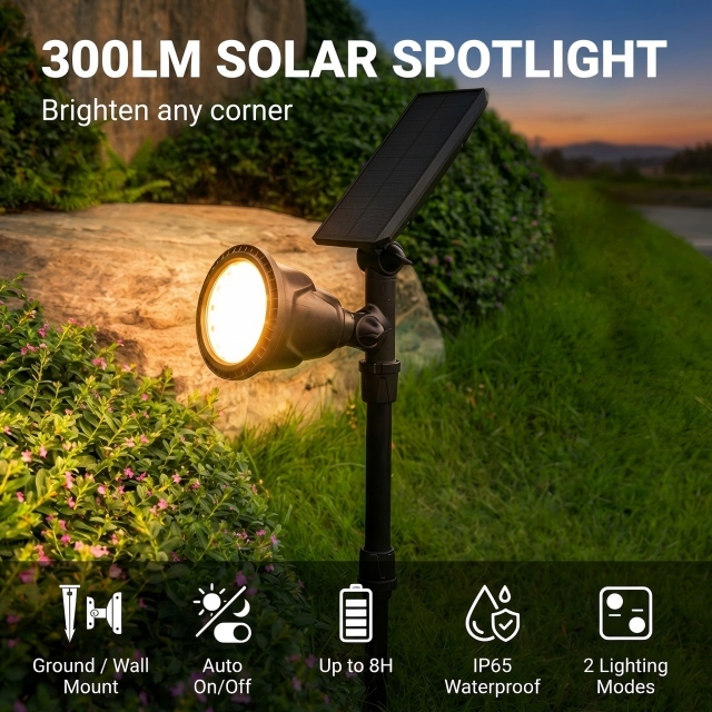 3000K 6000K Solar Garden Light Outdoor Ip65 Waterproof Led Landscape Garden Spot Spike Light