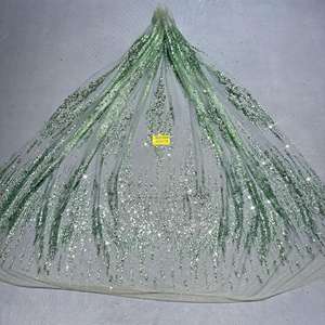 ウエディングドレスウェディングドレスファブリックメッシュゴールドスプレーゴールドパターンレース用ライトグリーンイリュージョンスパークルメタリックグリッターチュール - Product Image 1