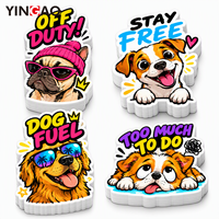 Lot d'autocollants personnalisés pour les amoureux des chiens, motif chiot de dessin animé mignon, finition brillante, autocollants découpés pour bouteilles, tasses et albums de scrapbooking