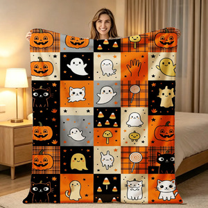 Manta de Franela con Motivos de Halloween, Manta para Siesta, Decoración Otoñal, Ideal para el Día de las Brujas, Suave al Tacto, Reversible, para Cama, Sofá o Sillón - Product Image 4