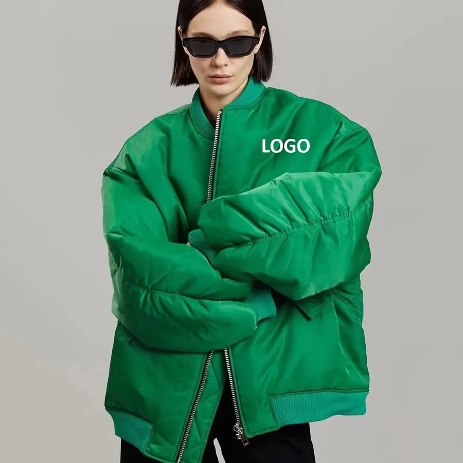Wholesale 2023 Winter fleece jacket Solid Color Zipper Thicken Jacket Street Fashion Loose Padded Coat Women