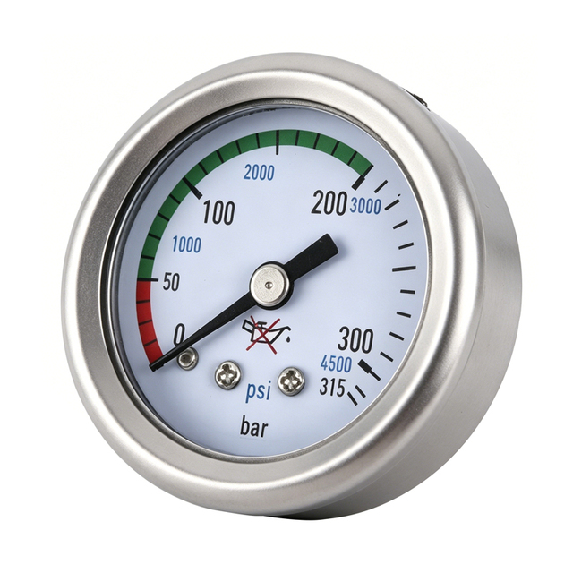 ZX-1-15 Pressure Gauge All Stainless Steel Back Mount 315 Bar 4500 PSI Dual Scale 1/4 NPT Factory Direct Sale