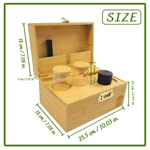 Boîte de rangement en bambou faite à la main avec serrure et plateau roulant grand rangement en bois rectangulaire pour accessoires de fumer meilleur cadeau - Product Image 2