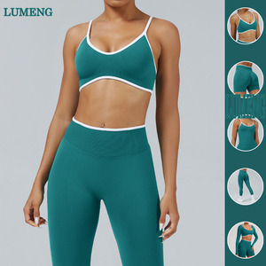 Vêtements de sport pour femmes, vêtements de fitness, vêtements de gym, vêtements de yoga sans coutures, vêtements de yoga color block, veste de yoga 2 en 1 pour femmes - Product Image 3