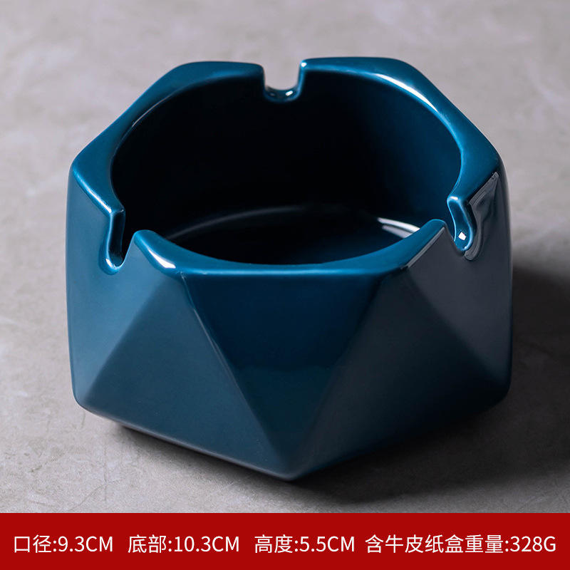 ที่เขี่ยบุหรี่เซรามิกหกด้าน-สีน้ำเงินสดใส