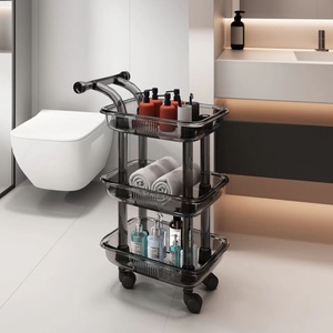 Chariot de salon à 3 niveaux Wss 2025 Sober Wholesale White, pour stylistes, véritable assistant personnel, noir, en plastique de luxe, pour salon de beauté - Product Image 2