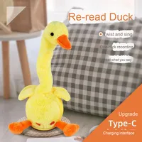 Jouet de canard pivotant drôle pour garçons et filles canard parlant et chantant social lumineux avec PVC et matériau en peluche