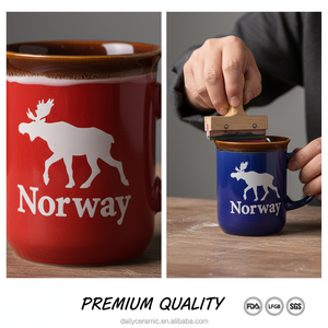 Taza de Café de Cerámica con Relieve de Alce, Recuerdo de <span class=keywords><strong>Noruega</strong></span>, Personalizada, de Gres Liling, 350 ml, Taza de Té para Tienda de Regalos - Product Image 5