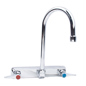 Robinet de cuisine moderne de 6 pouces en laiton chromé poli, à double poignée, mural, avec bec flexible pour hôtels - Product Image 1
