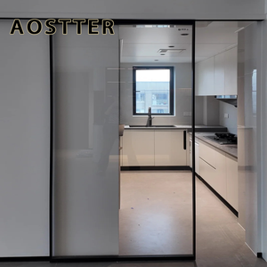 Puerta Corredera de Vidrio y Aluminio Blanco Puro AOSTTER con Diseño Minimalista Contemporáneo y Sistema de Deslizamiento Sin Interrupciones para Estudio - Product Image 1