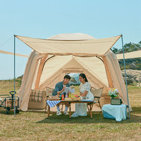 Tente de camping gonflable à dôme rond 4-5 personnes tente de glamping pour le camping familial avec pompe tente à air Camping gonflable en plein air