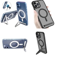 Casing Anti-Kuning Transparan Magnetik dengan Penyangga untuk iPhone 17 Air 16 Pro Max 15 14 13 12 Plus 11, Grosir Penutup Ponsel