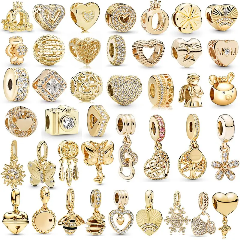 Bonitos abalorios de cristal de árbol de amor dorado a la moda para hacer pulseras, colgante de campana, pulsera DIY, accesorios para collar